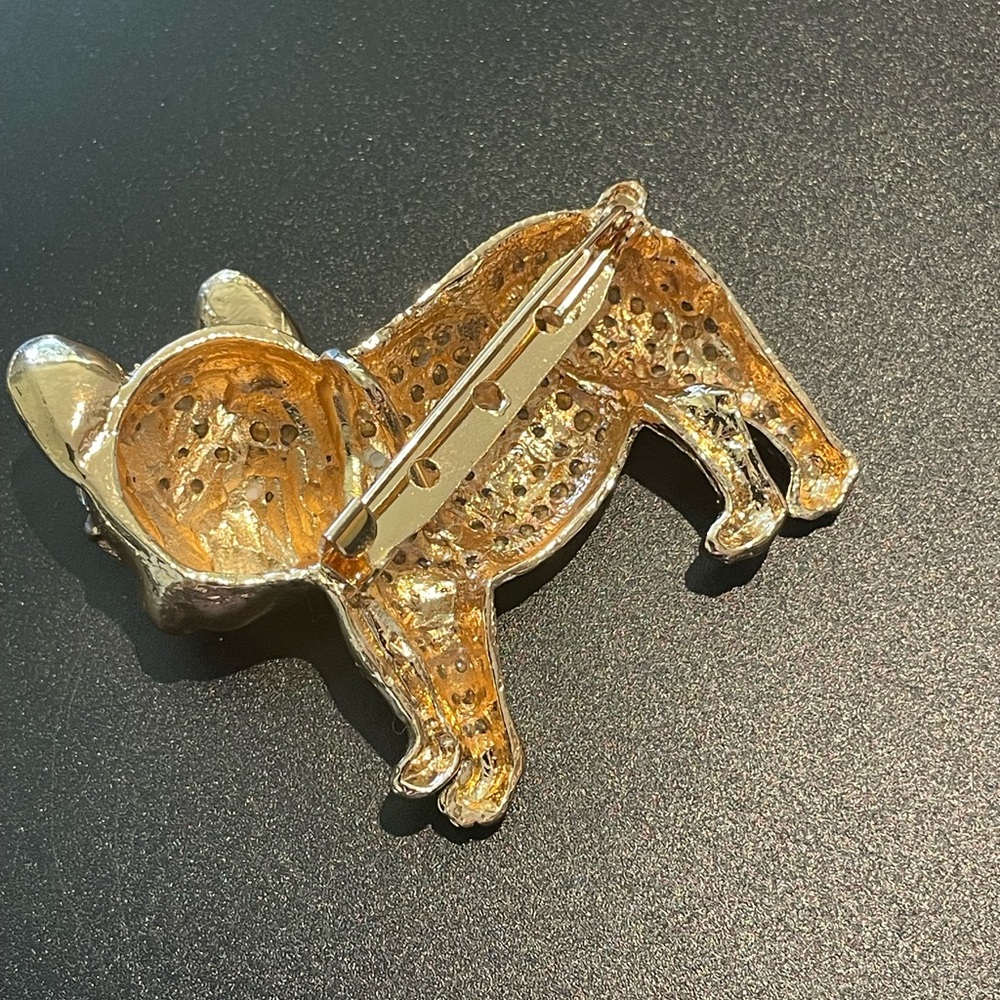 Multicolor Rhinestone Bulldog Brooch - Picture 5 of 5